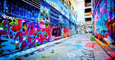 Melbourne - 15 Eylül: Street art tanımlanamayan sanatçı tarafından. Melbourne