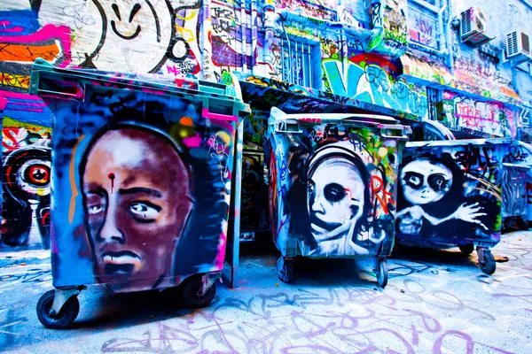 Melbourne - 15 Sep: Street art door onbekende kunstenaar. Melbourne — Stockfoto