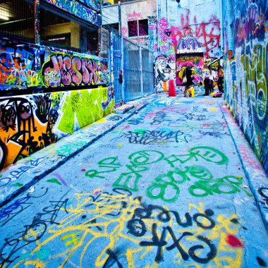 Melbourne - 15 Eylül: Street art tanımlanamayan sanatçı tarafından. Melbourne