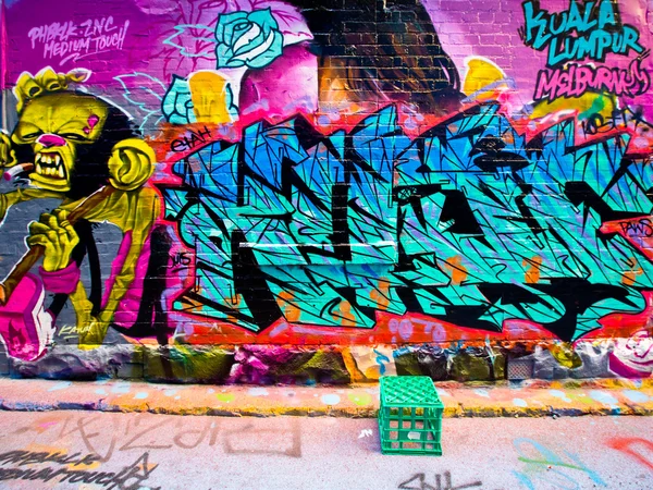 Melbourne - Sep 15: Street art neznámý umělec. Melbourne — Stock fotografie