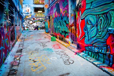 Melbourne - 15 Eylül: Street art tanımlanamayan sanatçı tarafından. Melbourne