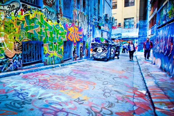 Melbourne - Sep 15: Street art av oidentifierad konstnär. Melbourne — Stockfoto