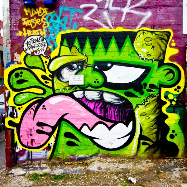 墨尔本-oct 25： 街头艺术由不知名的艺术家。墨尔本 — 图库照片