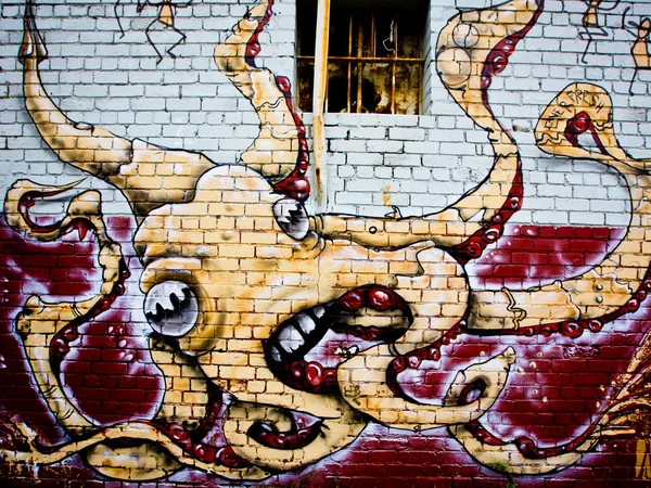 MELBOURNE - 25 DE OCTUBRE: Arte urbano de artistas no identificados. Melbourne — Foto de Stock