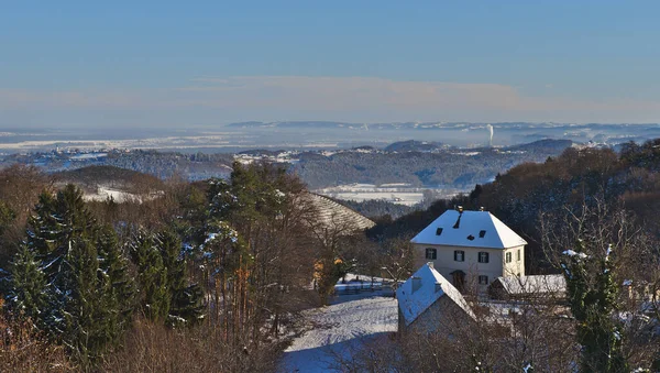 Vinter Solrigt Landskab Med Sydlige Styriske Vinmarker Kendt Som Østrigske - Stock-foto