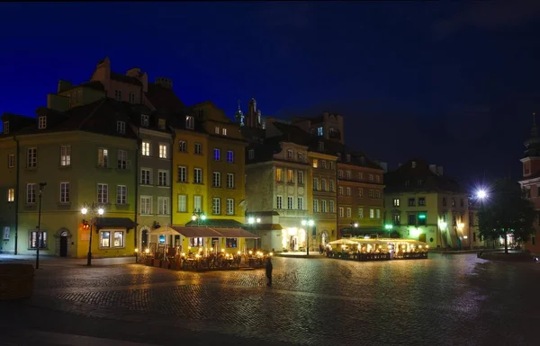 Warsaw Poland June 2021 Horizontal Photo Illuminated Castle Square Warsaw — Stock Photo, Image