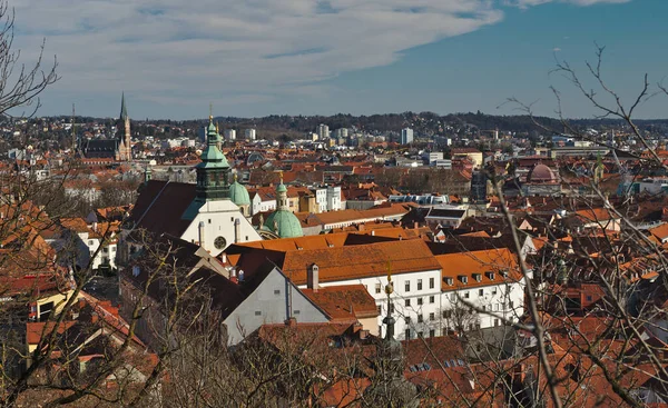 Panorama Miasta Graz Austria Widok Wzgórza Zamkowego Kierunku Południowo Wschodniego — Zdjęcie stockowe