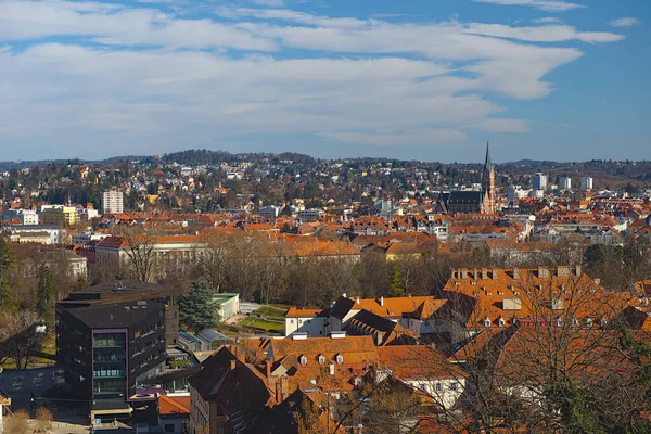 Panorama Miasta Graz Austria Widok Wzgórza Zamkowego Kierunku Południowo Wschodnim — Zdjęcie stockowe