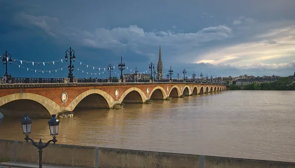 Bordeaux France May 2022 Entrance Bridge Pont Pierre Downtown City — Stockfoto