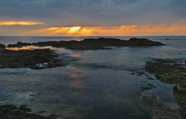 Typical Brittany coast at the Quiberon in the north-wets of France. Cloudy sky before rain.