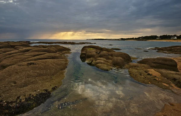 Typical Brittany Coast Quiberon North Wets France Cloudy Sky Rain — Stock Photo, Image