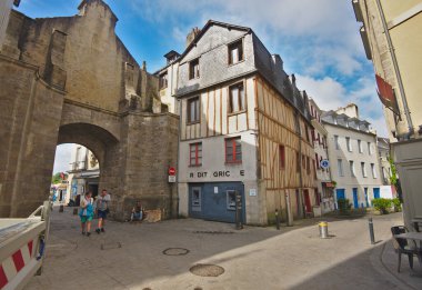 Colorful old  houses  in the historical center of Vannes, coastal medieval town in Morbihan departement, Brittany, France