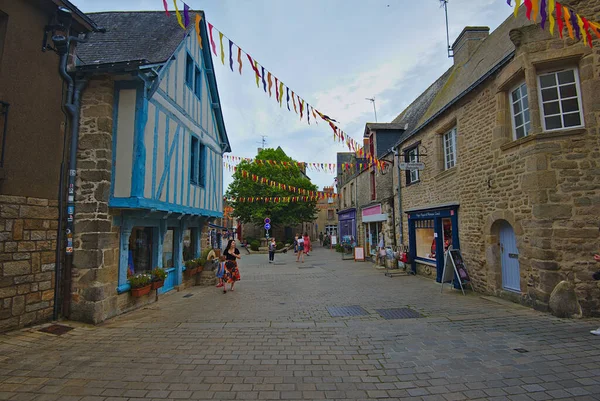 Colorful Little Flags Square Streets Guerande Medieval Town Western France — Stock Fotó