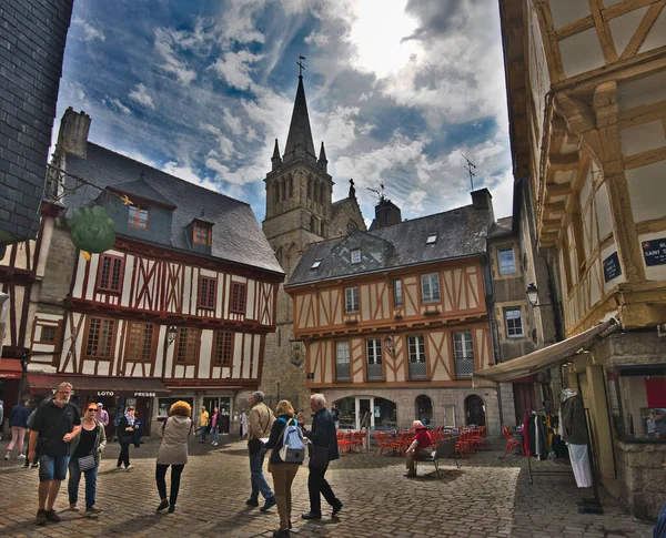 Vannes France May 2022 Colorful Old Wooden Houses Peter Basilica — 图库照片