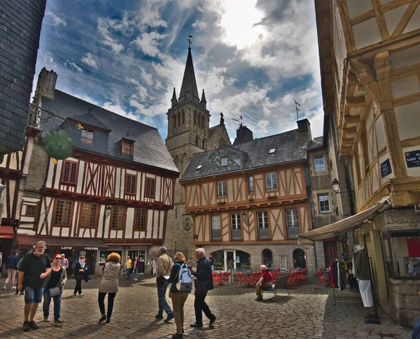 Vannes France May 2022 Colorful Old Wooden Houses Peter Basilica — Stockfoto