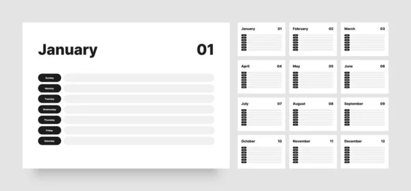 Modèle de planificateur hebdomadaire imprimable pour l'organisateur d'entreprise. — Image vectorielle
