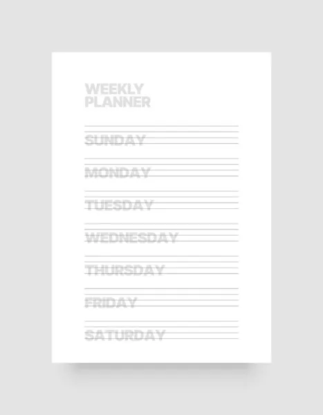 Printable weekly planner template for business organizer. — Stock Vector