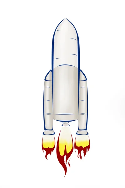 Raketenschiff Illustration auf weißem Hintergrund — Stockfoto