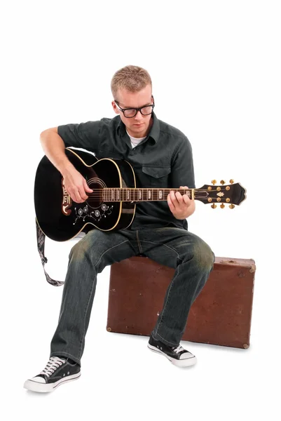 Músico tocando solo na guitarra . — Fotografia de Stock