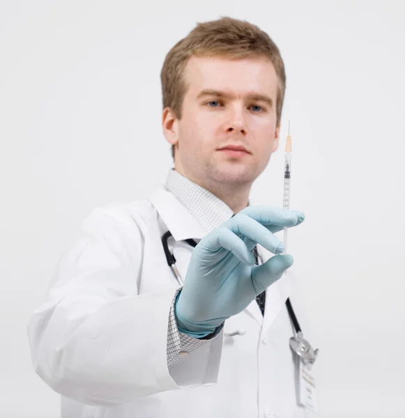 Doctor with syringe — Stock Photo, Image