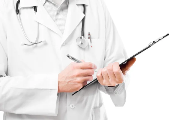 Lekarz ze stetoskopem i schowkiem — Zdjęcie stockowe