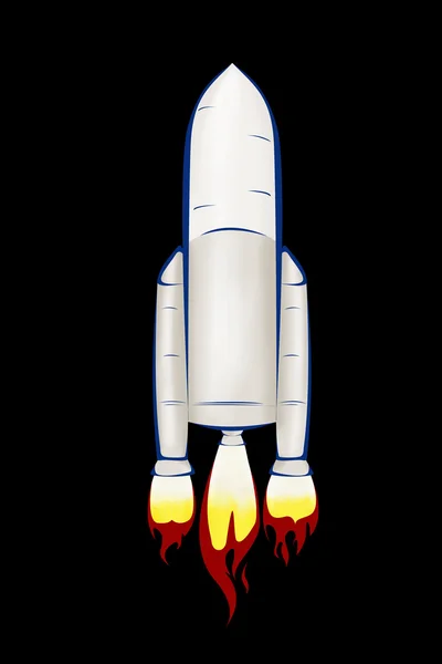 Rocket ship illustration on black background — Stock Photo, Image