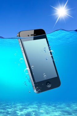 Phone falling into water clipart