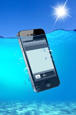 Phone falling into water clipart