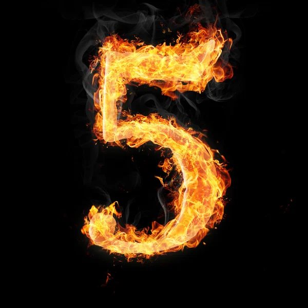 Lettertypen, cijfers en symbolen in vuur en vlam voor verschillende doeleinden — Stockfoto