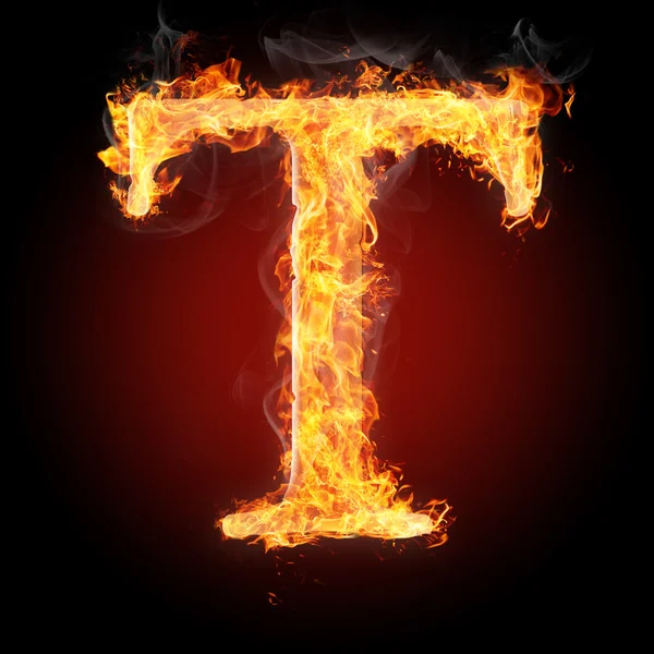T Flamy symbol on black — стоковое фото
