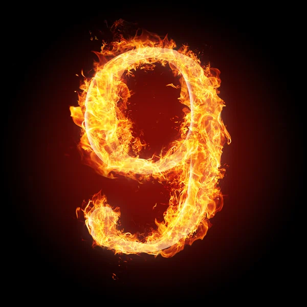 Fontes, números e símbolos em chamas para diferentes fins — Fotografia de Stock