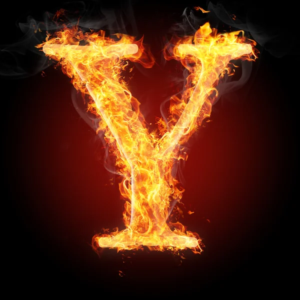 Brieven in fire - Letter Y — Stockfoto