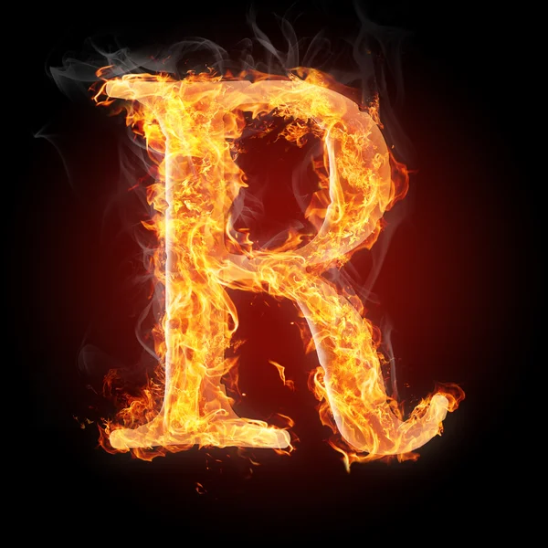 Letters  in fire - Letter R — Stock Photo, Image