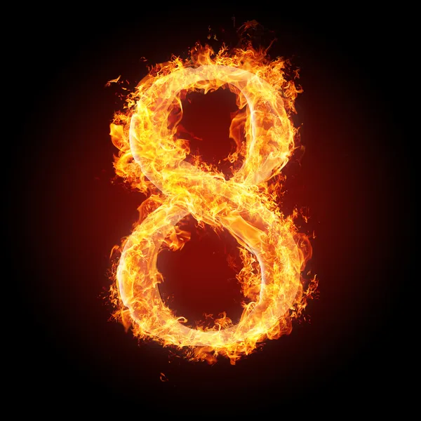 Fonts, numbers and symbols in fire for different purposes — Stock Photo, Image