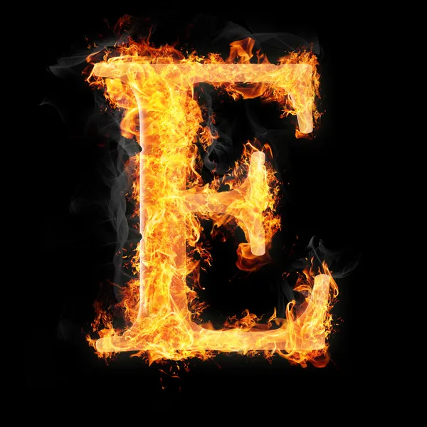 Betűk és szimbólumok a tűz, fekete háttér, különböző célokra — Stock Fotó