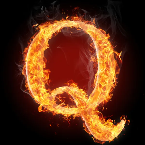 Cartas en llamas - Letra Q — Foto de Stock