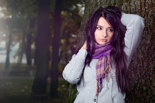 Beautiful model in the forest — Stock Photo, Image