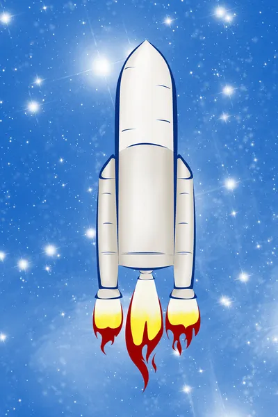 Rocket ship isolated on sky background — Stock Photo, Image