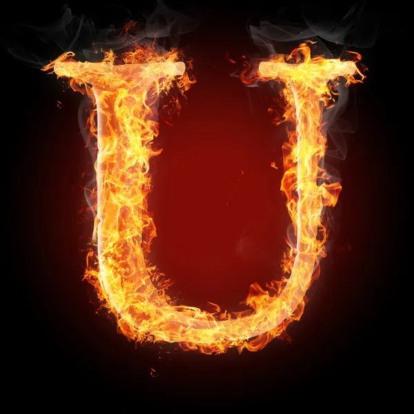 Letters  in fire - Letter U — Stock Photo, Image