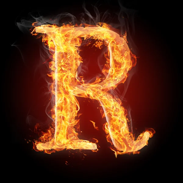 Letters  in fire - Letter R Stock Picture