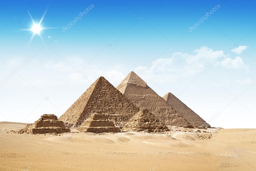 Beautiful picture of pyramids in the desert.