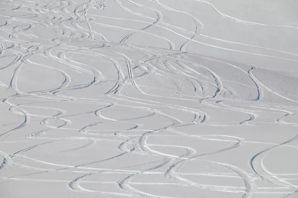 Multiple Ski Tracks New Powder Snow — Stock Photo, Image
