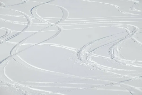 Meerdere Ski Tracks Nieuwe Poeder Sneeuw Stockfoto