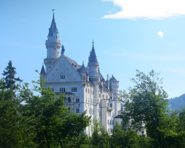 Neuschwanstein Şatosu, güneşli bir gün.