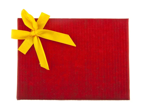 Red box with a yellow bow — Stock Photo, Image