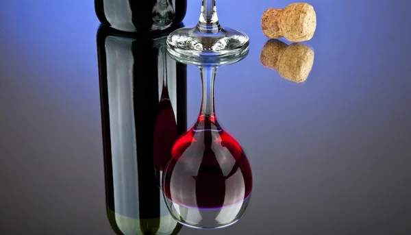 Fles wijn en glas — Stockfoto