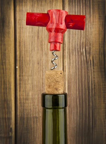Corkscrew in the bottle — Stock Photo, Image