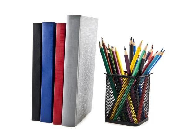 Kitaplar ve kalemler — Stok fotoğraf