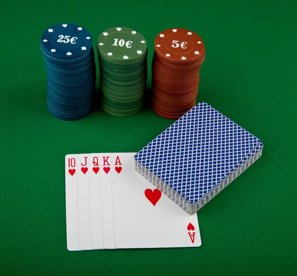 Playing-cards and chips — Stock Photo, Image