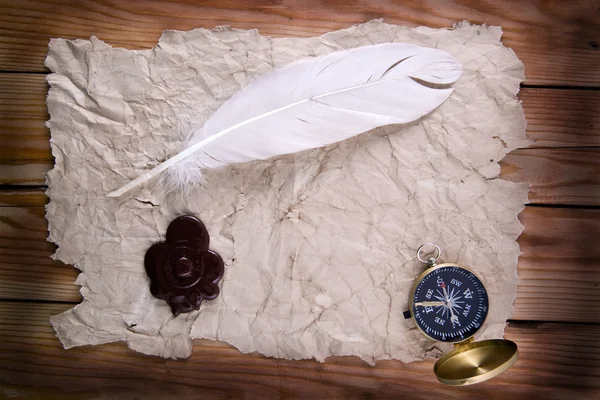 Old paper and compass — Stock Photo, Image